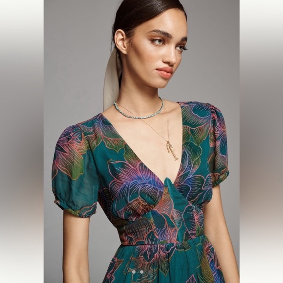 Farm Rio × Anthropologie Puff-Sleeve Corset Dress - Like New (worn once) - M - Picture 2 of 9